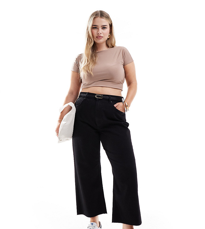 Asos Curve Asos Design Curve Cropped Easy Straight Jeans In Washed Black