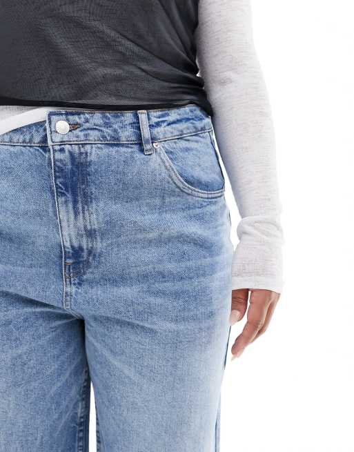ASOS DESIGN Curve - Cropped jeans met wijde pijpen in middenblauw, 2 van 5