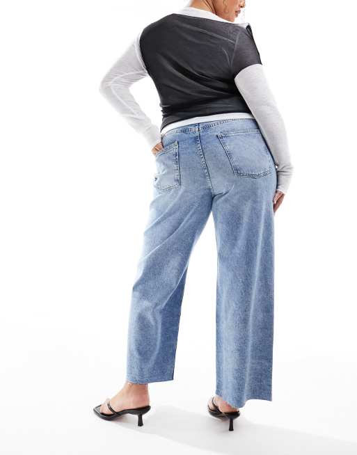 ASOS DESIGN Curve - Cropped jeans met wijde pijpen in middenblauw, 4 van 5