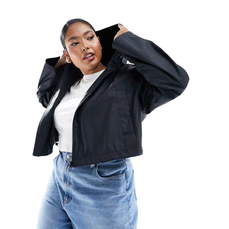 Black cropped rain jacket hotsell