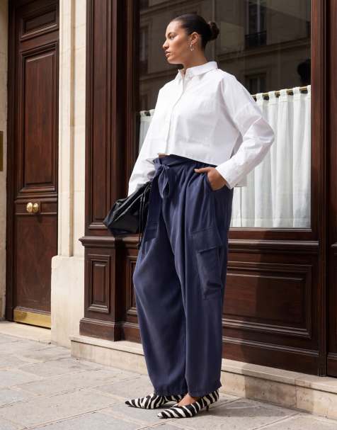 ASOS DESIGN Curve cropped skjorte i hvid - view 1