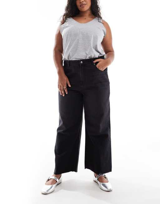 FhyzicsShops DESIGN Curve cropped wide leg jeans in washed black