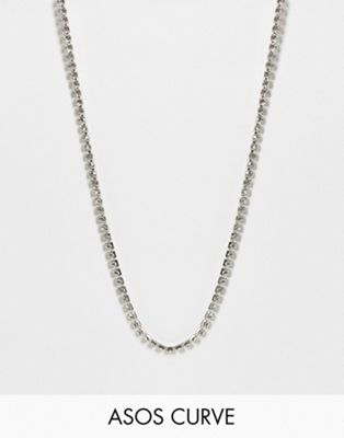 ASOS DESIGN Curve crystal necklace in silver tone