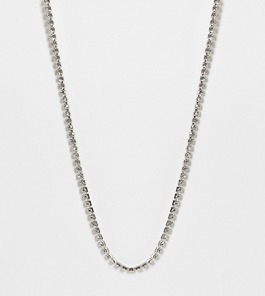 ASOS DESIGN Curve crystal necklace in silver tone