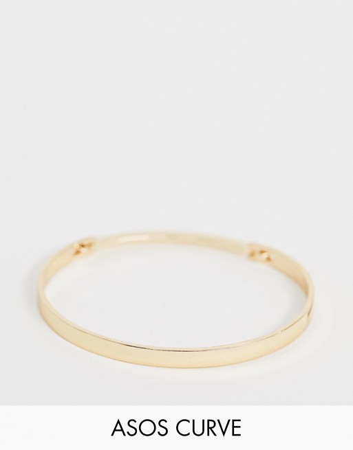 ASOS DESIGN Curve cuff bracelet with sleek hinge in gold tone