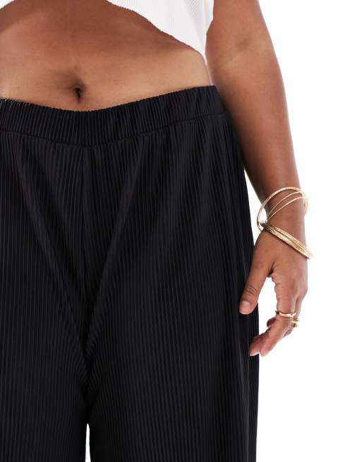 ASOS Design Curve – Culottes-Hose in Schwarz mit weitem Schnitt und Falten, 4 von 5