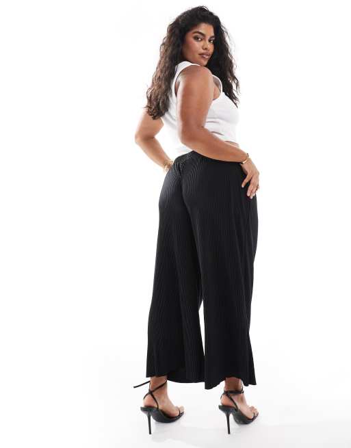 ASOS Design Curve – Culottes-Hose in Schwarz mit weitem Schnitt und Falten, 5 von 5