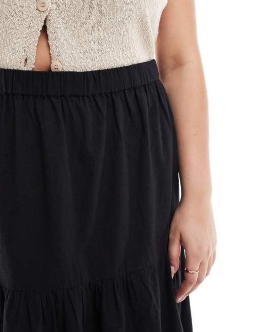 ASOS DESIGN Curve cutwork cotton maxi skirt in black, 3 of 5