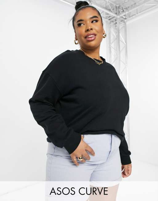 ASOS DESIGN Curve – Czarna bluza bawełniana – BLACK