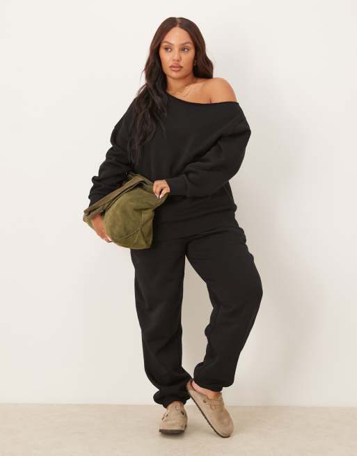 ASOS DESIGN Curve – Czarna bluza z odsłoniętym ramieniem, 2 z 4