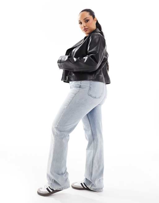 ASOS DESIGN Curve – Czarna kurtka typu biker ze sztucznej skóry, 3 z 4