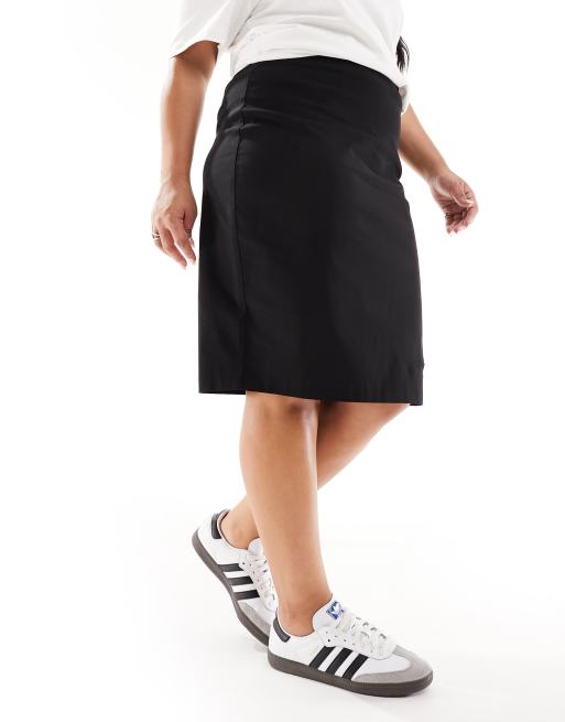 ASOS DESIGN Curve – Czarna spódnica z bengaliny, z podwyższonym stanem