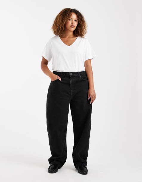 ASOS DESIGN Curve slim barrel jeans in washed black 