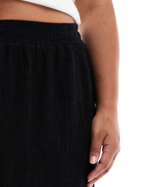 ASOS DESIGN Curve – Czarne fakturowane spodnie z szerokimi nogawkami, 4 z 5