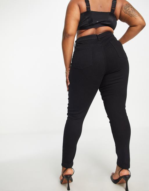 ASOS DESIGN Curve – Czarne jeansy o obcisłym kroju , 3 z 4