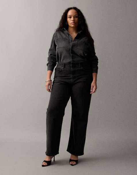 ASOS DESIGN Curve – Czarne jeansy z prostymi nogawkami ze stretchem - view 1