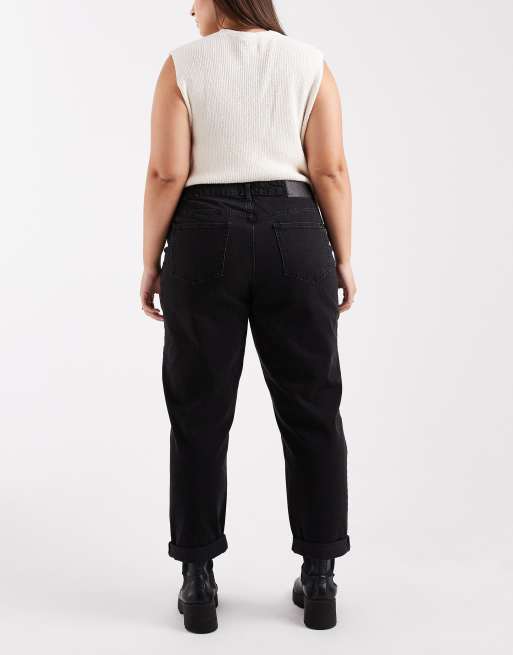 ASOS DESIGN Curve – Czarne, luźne jeansy mom fit z wysokim stanem, 2 z 5