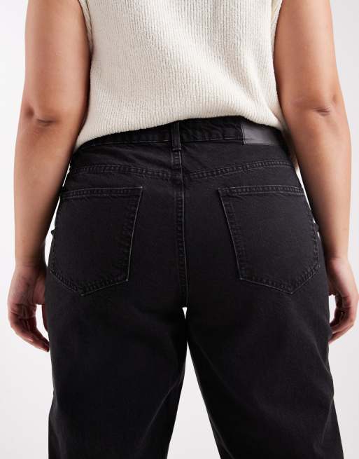 ASOS DESIGN Curve – Czarne, luźne jeansy mom fit z wysokim stanem, 4 z 5