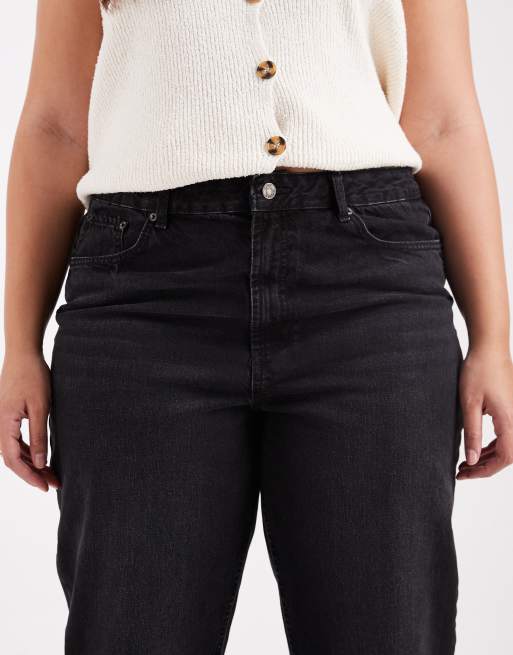 ASOS DESIGN Curve – Czarne, luźne jeansy mom fit z wysokim stanem, 5 z 5