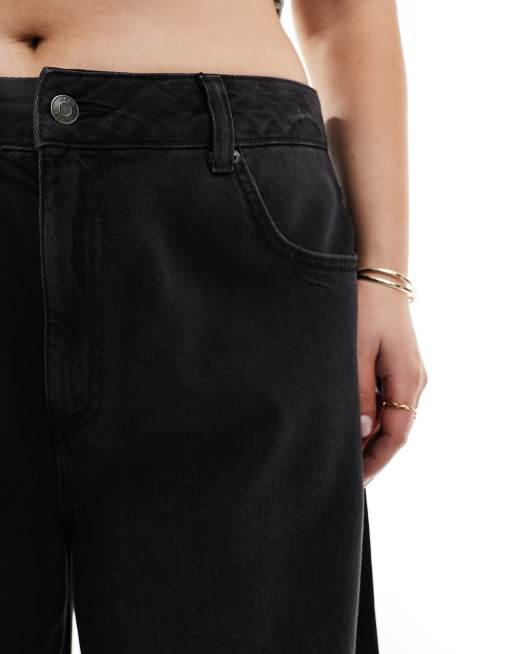 ASOS DESIGN Curve – Czarne miękkie jeansy z szerokimi nogawkami, 5 z 5