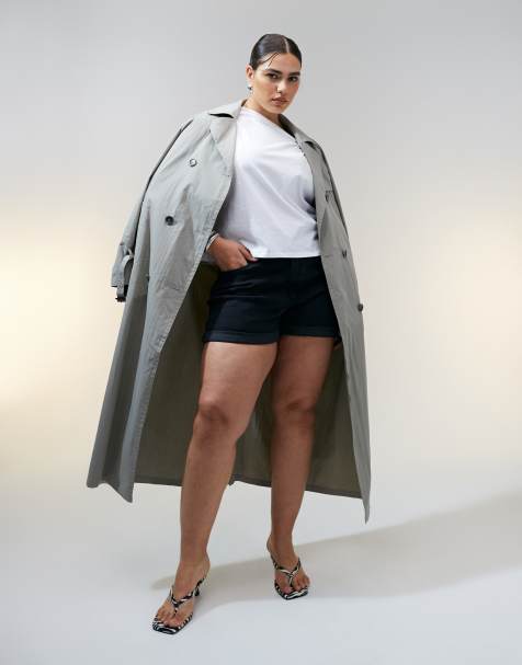 ASOS DESIGN Curve – Czarne sprane jeansowe szorty mom fit - view 1