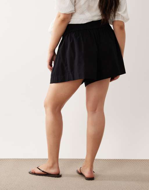 ASOS DESIGN Curve – Czarne wciągane szorty z imitacji lnu, 5 z 5