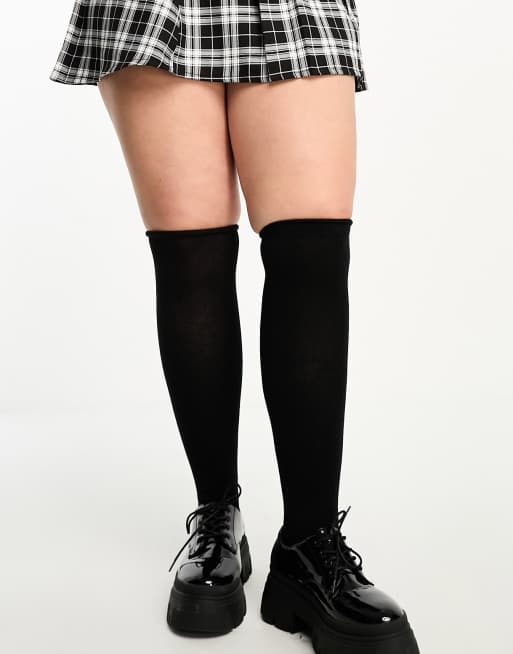 ASOS DESIGN Curve – Czarne zakolanówki