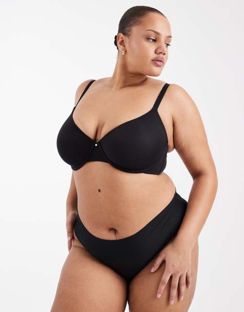 ASOS DESIGN Curve – Czarny biustonosz pod T-shirt z profilowanymi miseczkami - view 1