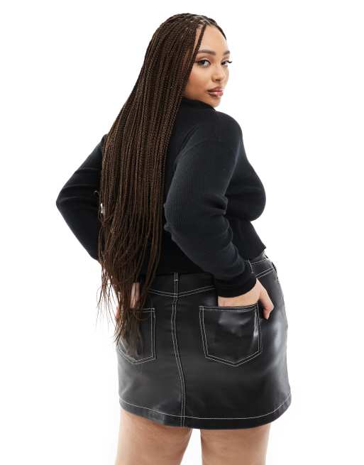 ASOS DESIGN Curve – Czarny dopasowany kardigan z okrągłym dekoltem, 3 z 4
