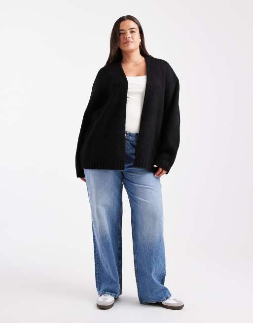 ASOS DESIGN Curve – Czarny gruby kardigan oversize bez zapięcia, 4 z 4