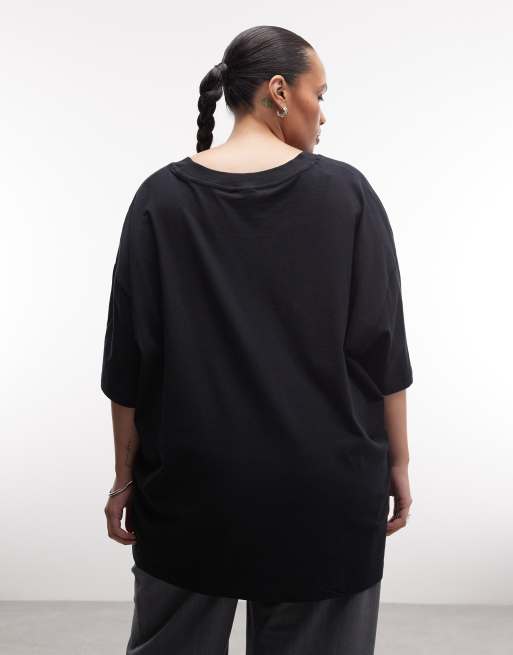 ASOS DESIGN Curve – Czarny T-shirt oversize z napisem Seoul, 4 z 4