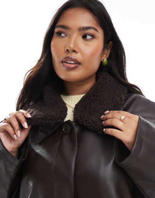 コスタ ASOS DESIGN Curve – Czekoladowa zwężana w talii kurtka z