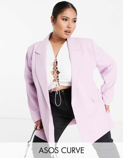 ASOS DESIGN Curve dad blazer in lilac