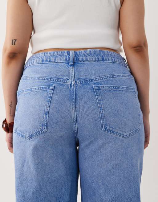 ASOS DESIGN Curve - Dad jeans met wijde pijpen in lichtblauw, 4 van 5