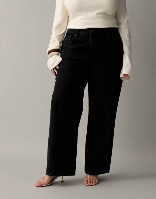 ASOS DESIGN Curve - Dad jeans met wijde pijpen in zwart, 3 van 7