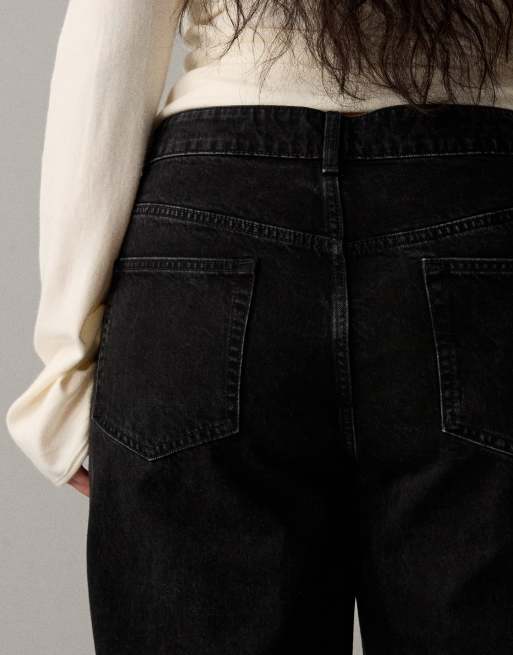 ASOS DESIGN Curve - Dad jeans met wijde pijpen in zwart, 4 van 7