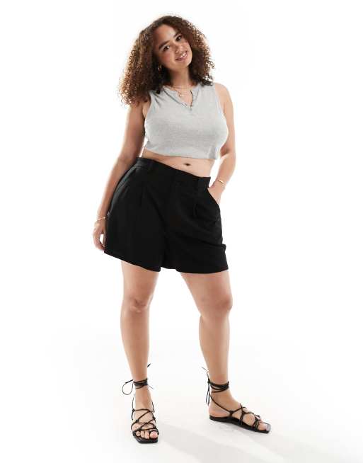 ASOS DESIGN Curve - Dad short van linnenmix in zwart, 5 van 5
