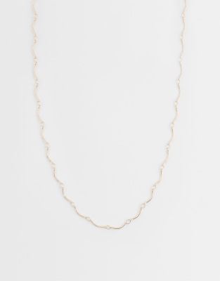 Asos Curve Asos Design Curve Dainty Necklace With Wavy Chain In Gold