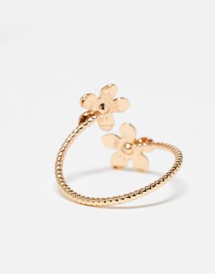 Asos Curve Asos Design Curve Dainty Wrap Around Floral Ring