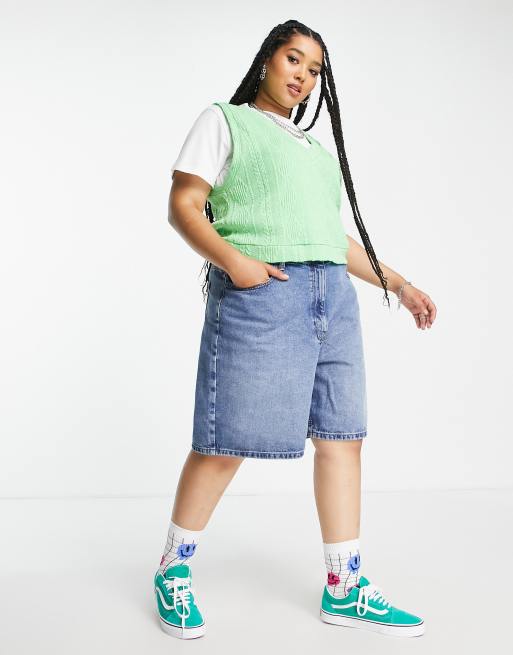 ASOS DESIGN Curve - Débardeur à col V avec t-shirt - Vert vif, 4 de 4