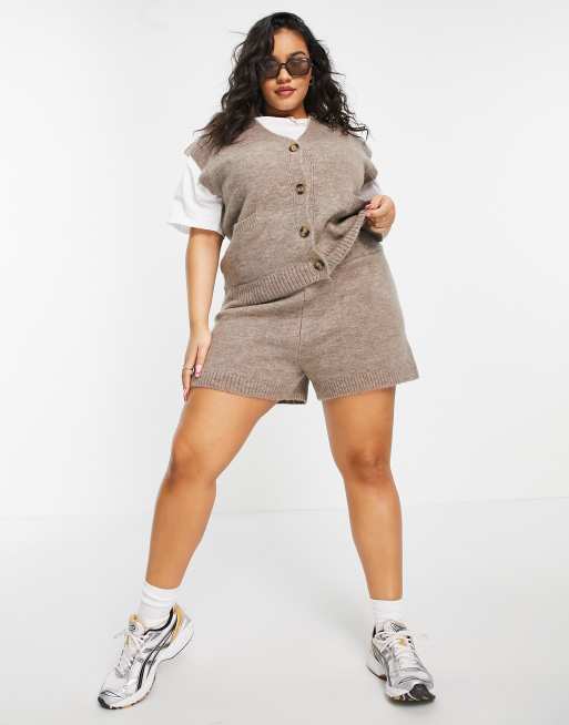 ASOS DESIGN Curve - Débardeur boutonné d'ensemble en maille - Taupe, 4 de 4