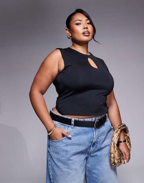 ASOS DESIGN Curve - Débardeur près du corps à découpe goutte d'eau - Noir - view 1