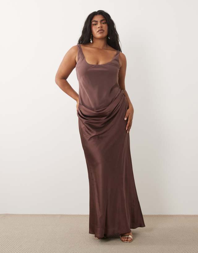 asymmetric draped maxi dress ASOS Curve - - Women - Polyester - 24 US Mobeso Backless Shapewear Bodysuit lauryn dress Size:SA Cocktail Parties
