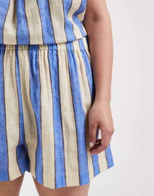 ASOS DESIGN Curve – Delilah – Plażowe szorty w niebieskie paski, 3 z 5