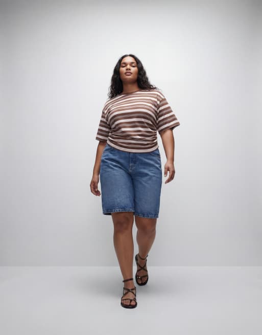 ASOS DESIGN Curve denim bermuda short in mid blue, 10 of 12