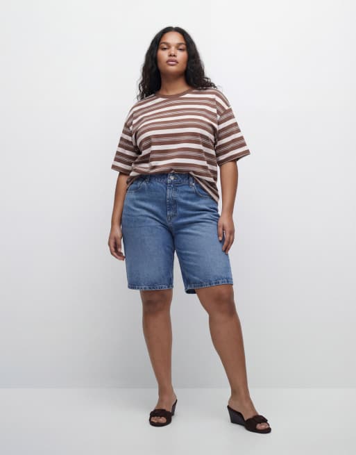 ASOS DESIGN Curve denim bermuda short in mid blue, 9 of 12