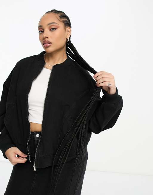 Asos black bomber clearance jacket