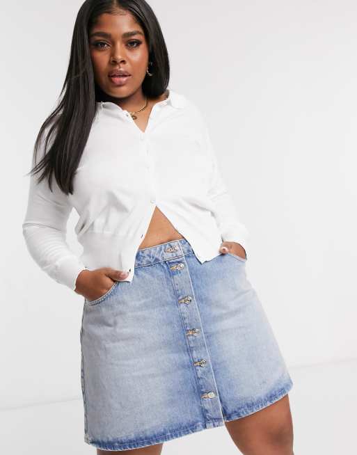 Asos white hot sale denim skirt