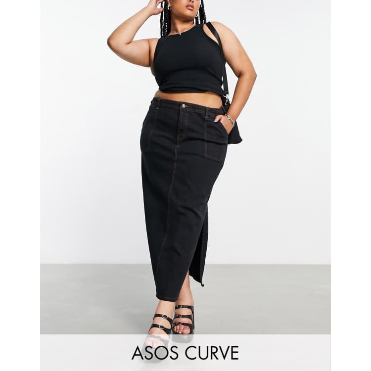 Asos denim midi outlet skirt