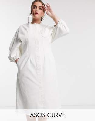 asos plus white dress